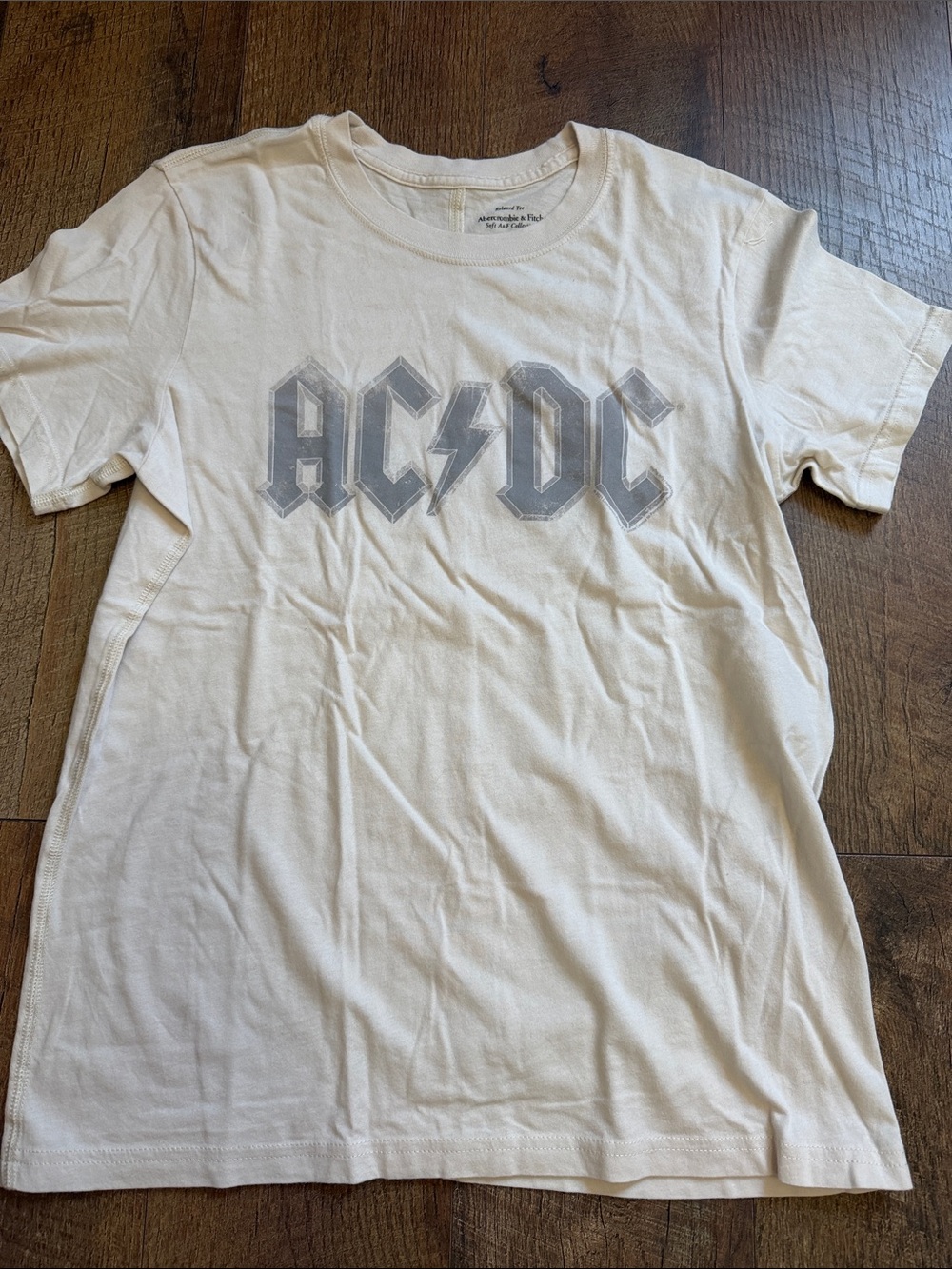 AC/DC White Short Sleeve Band Tee with Gray Logo